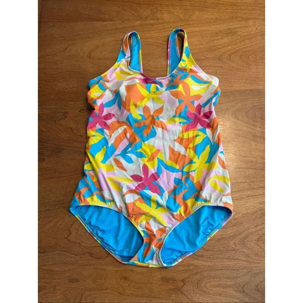 Lands' End Women's Floral Soft Cup Tugless One Piece Swimsuit Multicolor Size 16